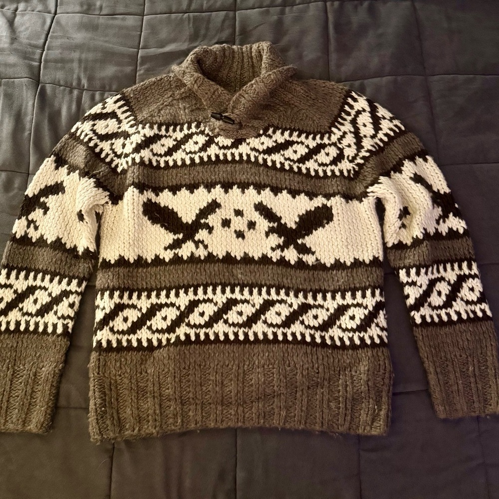 American Eagle Men’s size XL grey and white Sweater - Picture 1 of 5